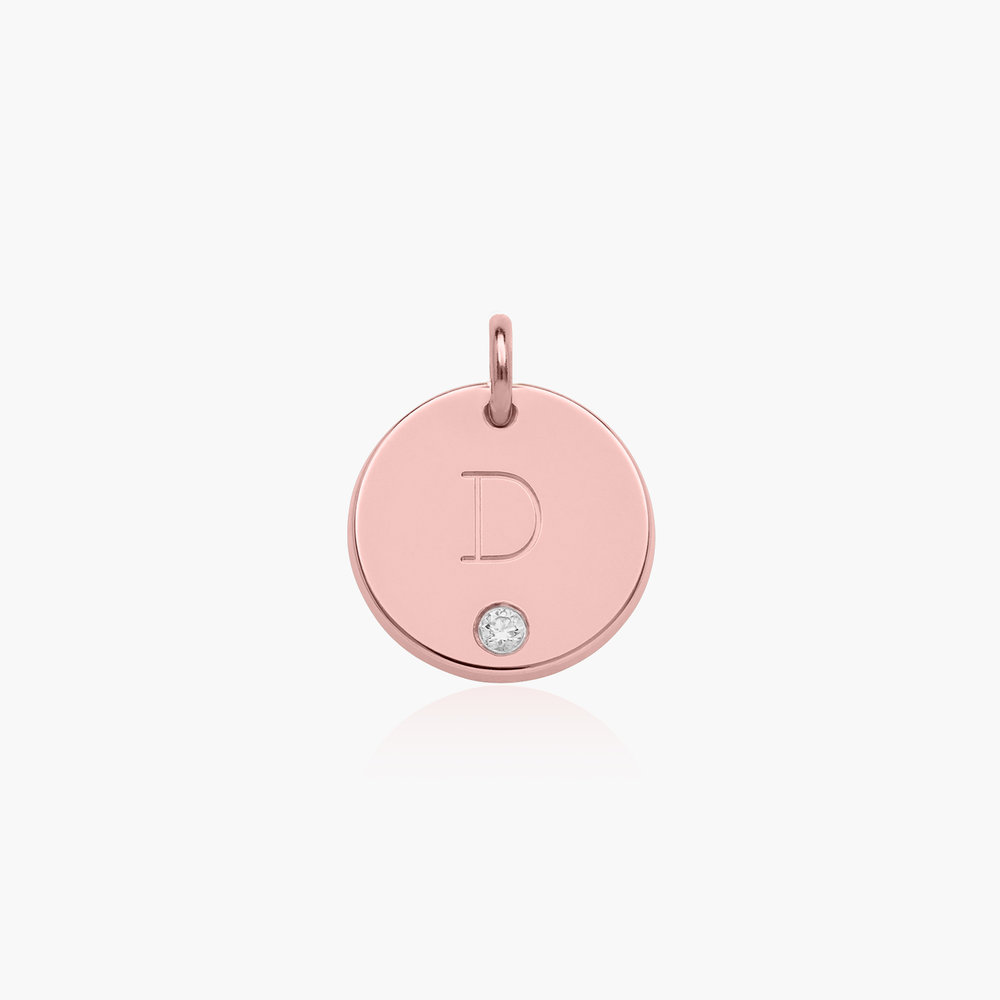 Willow Disc Initial Necklace - Rose Gold Vermeil with Diamonds