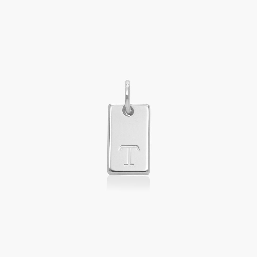 Willow Tag Initial Charm- 14k Solid White Gold