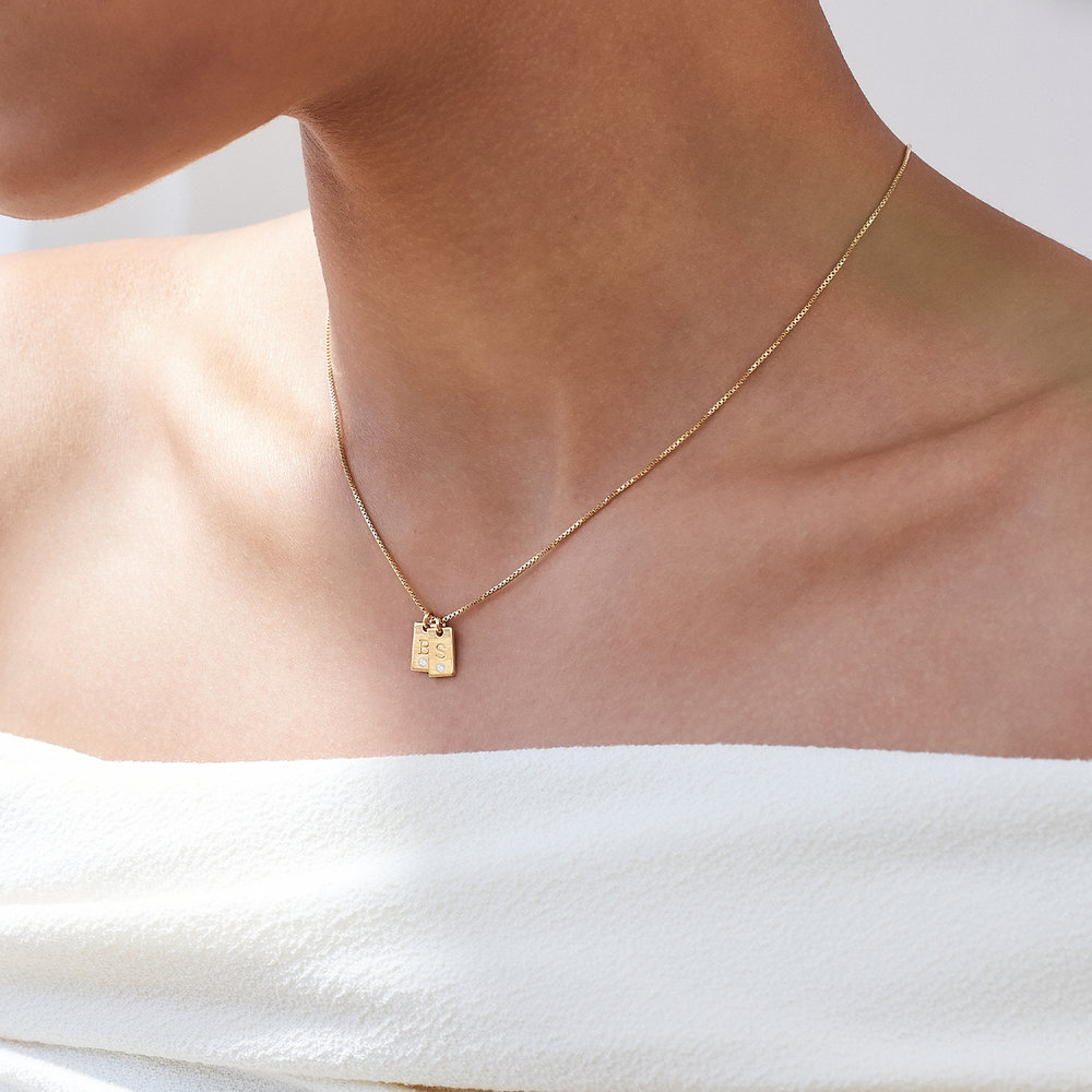 Willow Tag Initial Charm With Diamond - Gold Plated - 3 product photo