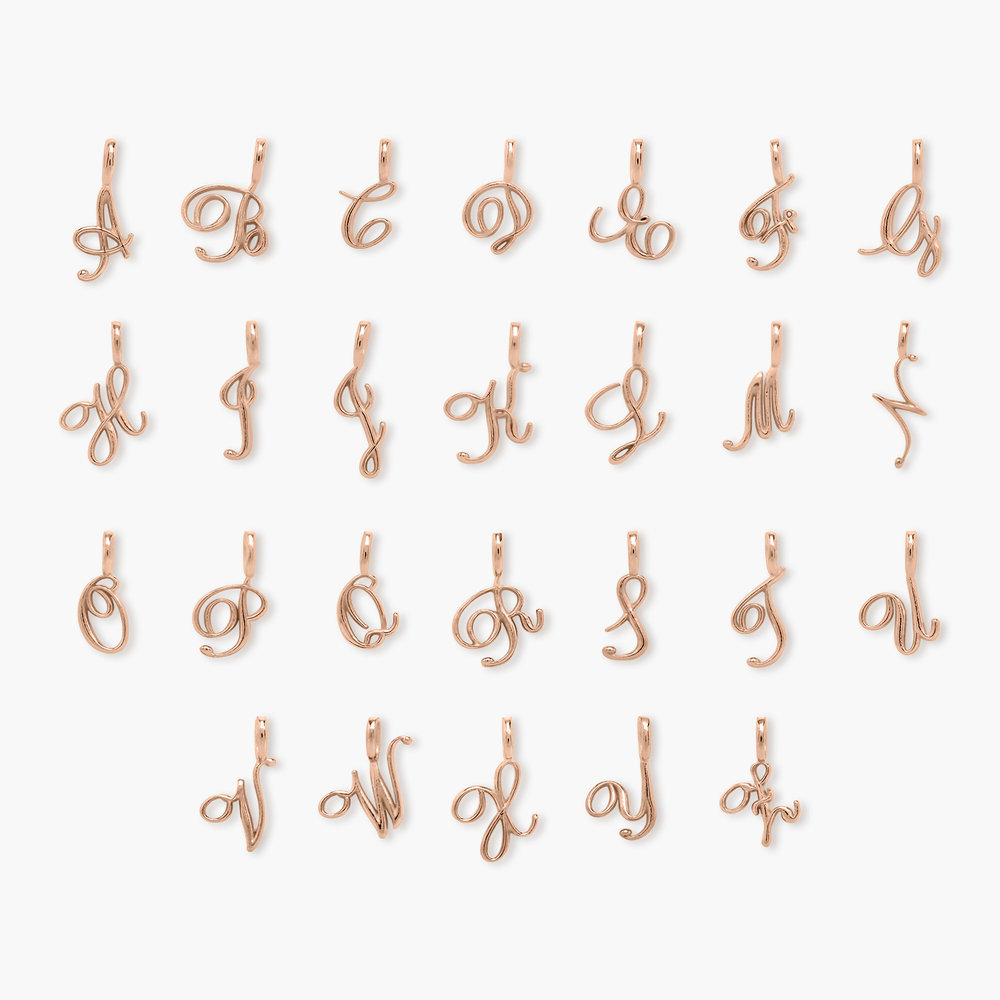 Nina Classic Initial Music Note Charm - Rose Gold Plating - 1