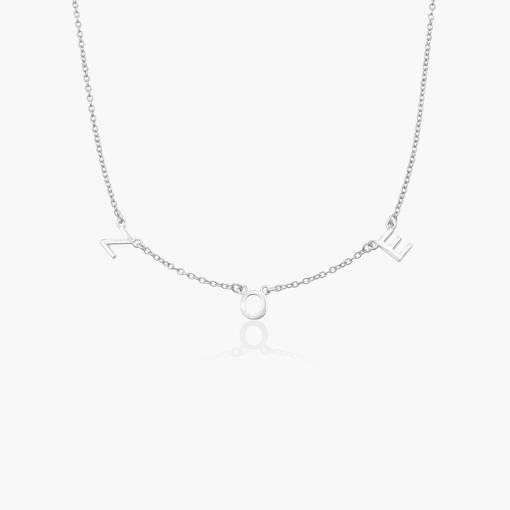 Inez Initial Necklace - 14k White Solid Gold
