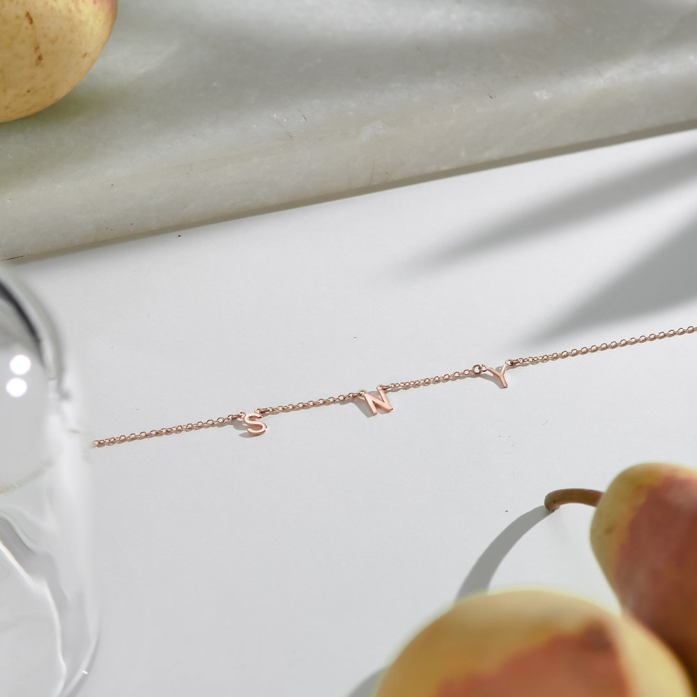 Inez Initial Necklace - Rose Gold Plated - 2