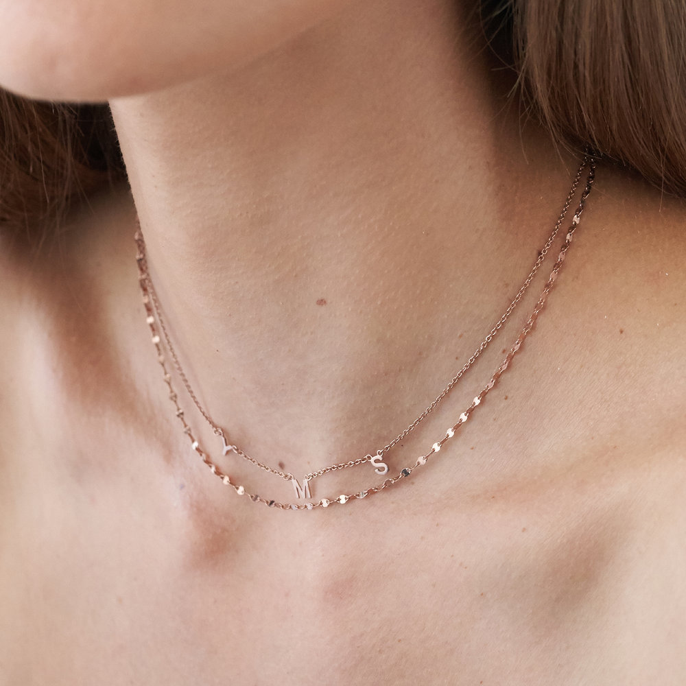 Inez Initial Necklace - Rose Gold Plated - 4