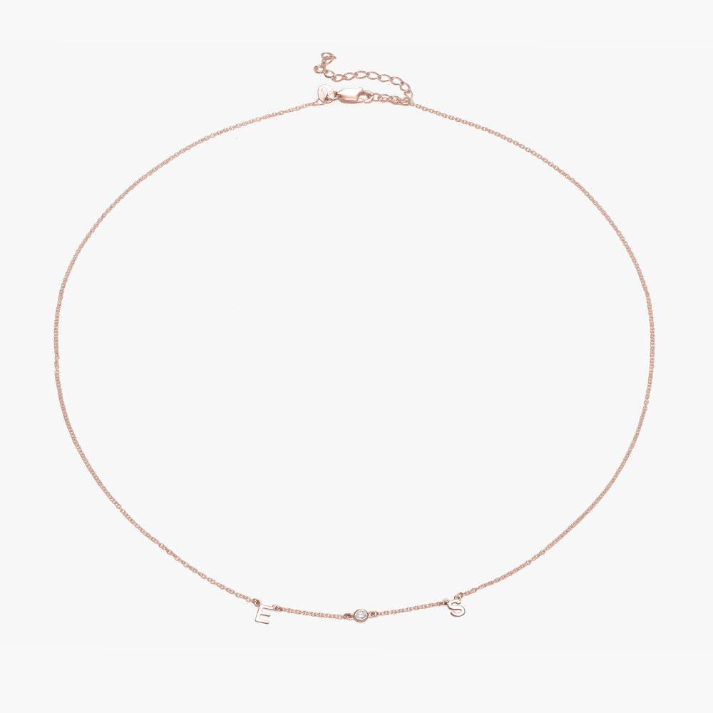 Inez Initial Necklace - Rose Gold Vermeil with Diamonds - 1 product photo