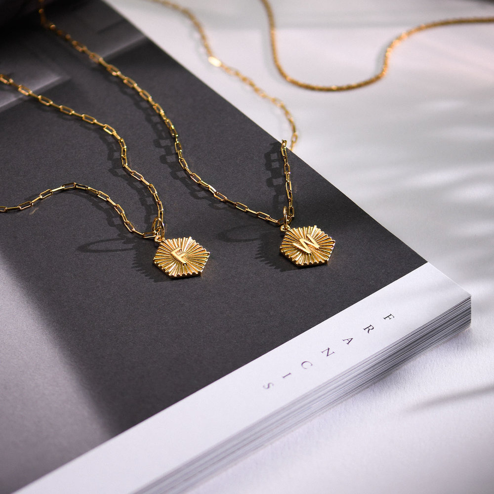 Ava Initial Medallion Necklace -  Gold Vermeil - 1 product photo