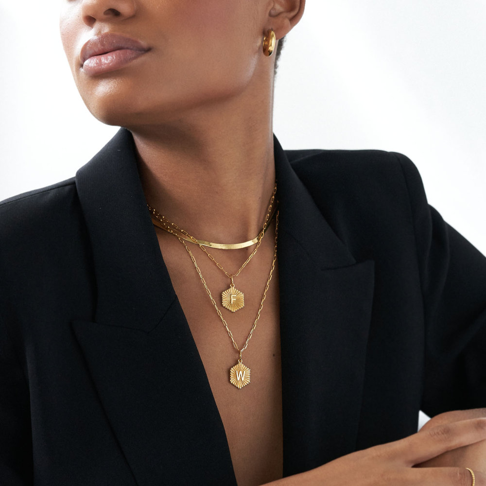 Ava Initial Medallion Necklace -  Gold Vermeil - 2 product photo
