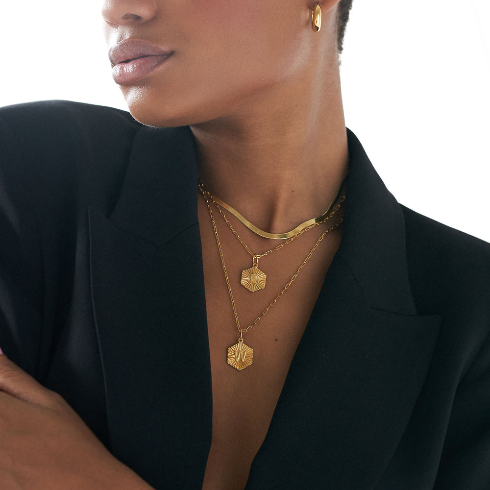 Ava Initial Medallion Necklace -  Gold Vermeil - 3 product photo