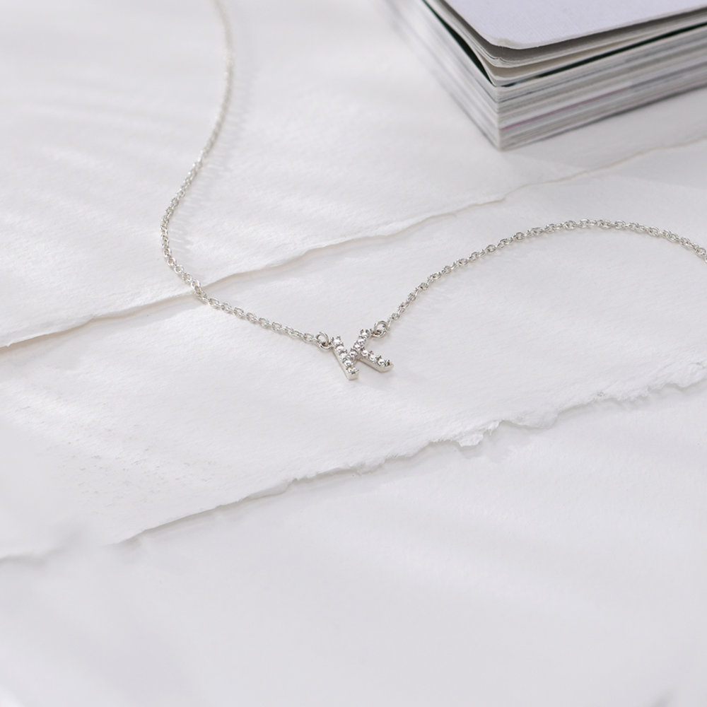 Zoe Initial Necklace with Diamonds - Silver - 1 product photo