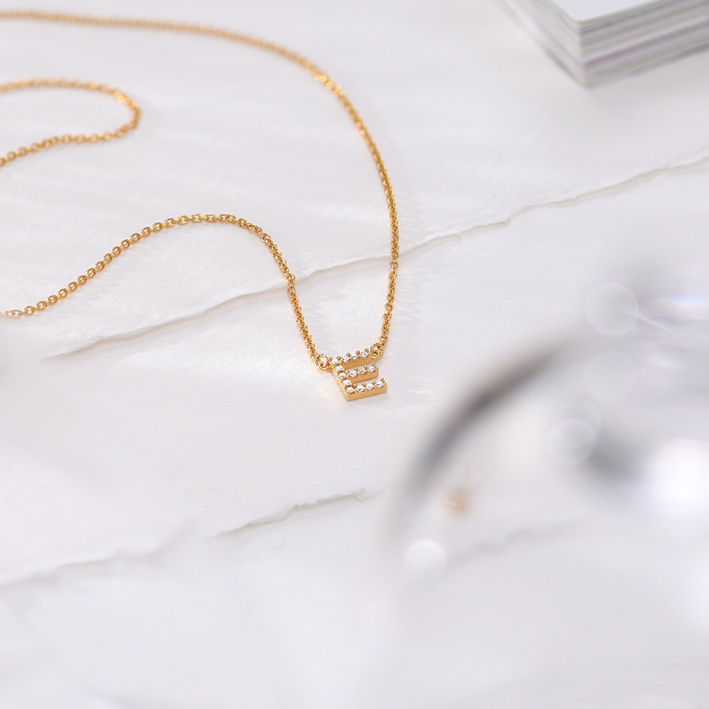 Zoe Initial Necklace with Diamonds - Gold Vermeil - 2 product photo