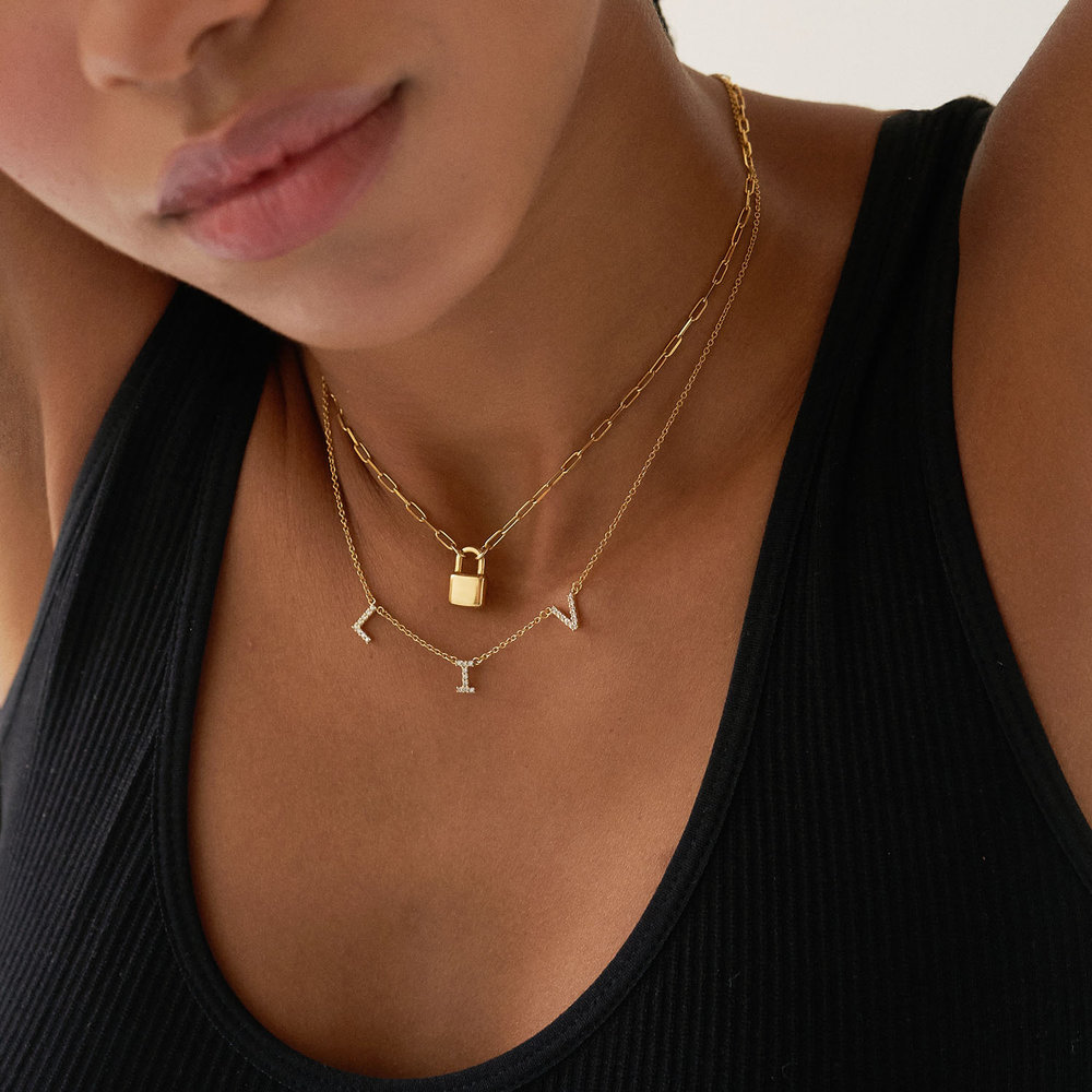 Zoe Initial Necklace with Diamonds - Gold Vermeil - 3 product photo
