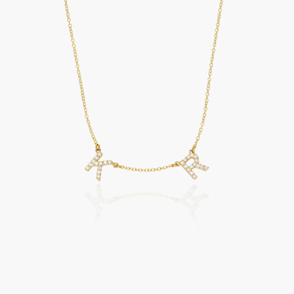 Zoe Initial Necklace with Diamonds- 14K Solid Gold - 1 product photo