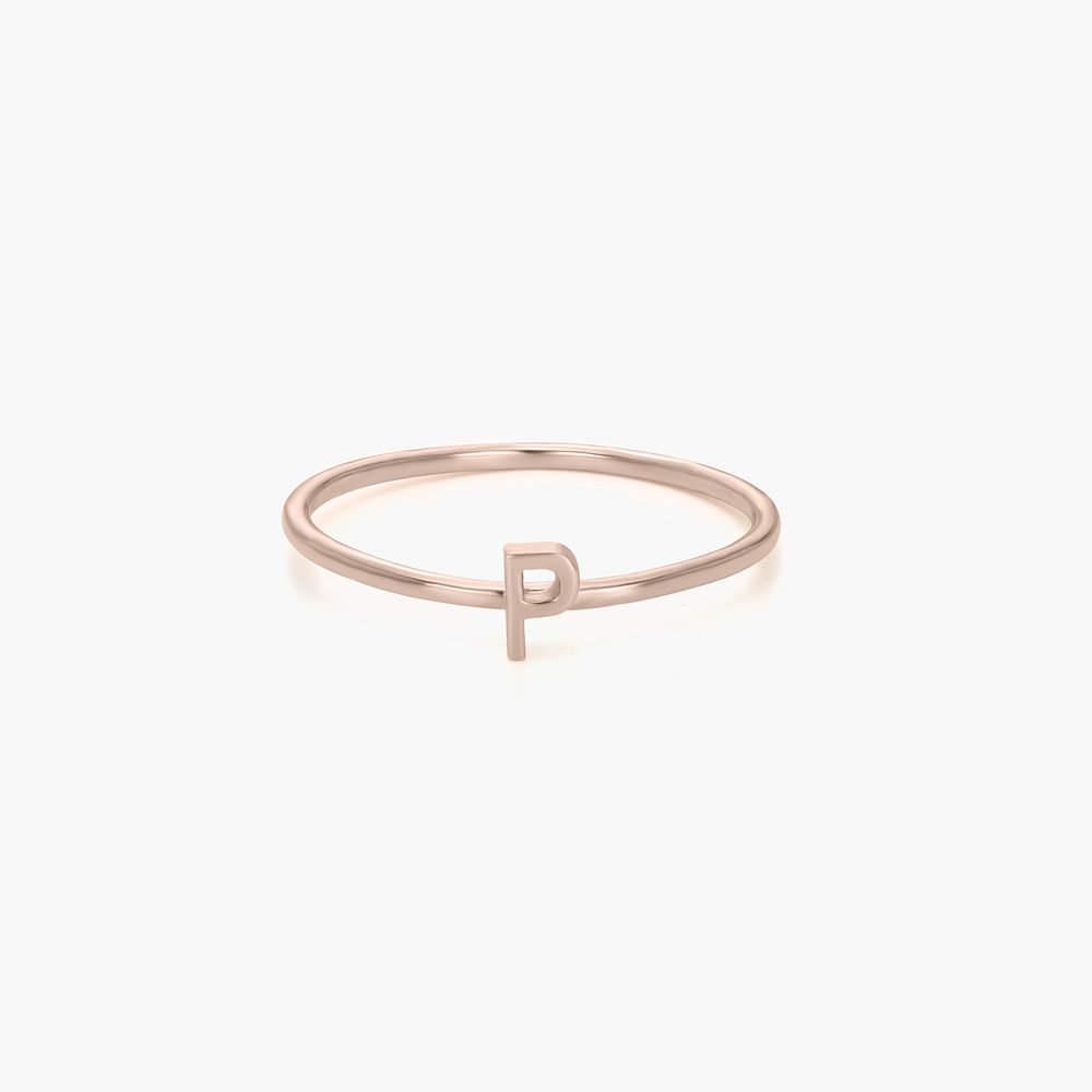 Stackable Inez Initial Ring - Rose Gold Plated