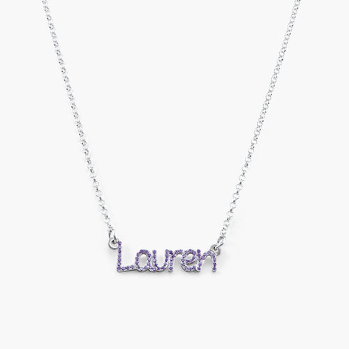 Pixie Name Necklace with Cubic Zirconia - Silver product photo