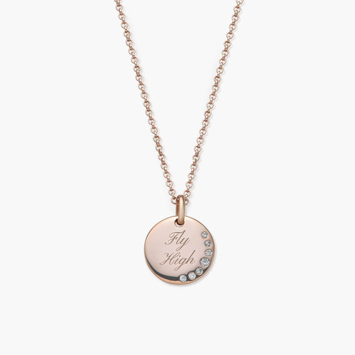 Luna Round Necklace with Cubic Zirconia - Rose Gold Plated product photo