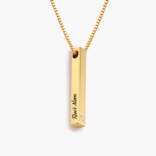 Pillar Bar Necklace with Diamond - Gold Plated product photo
