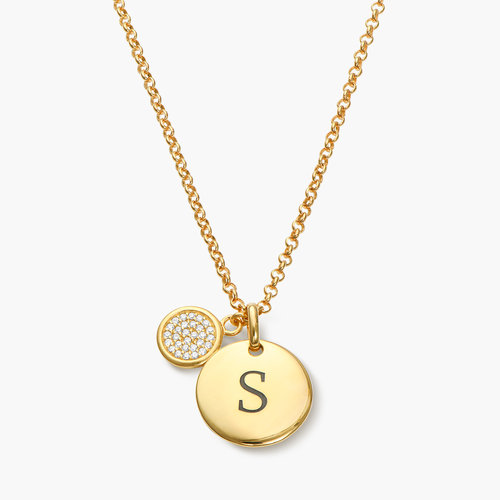 Luna Dazzle Disc Initial Necklace - Gold Vermeil product photo