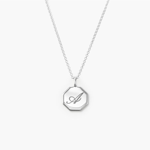 Octagon Initial Necklace - Sterling Silver product photo
