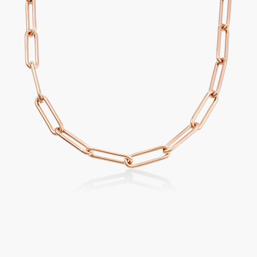 Large Paperclip Chain Necklace - Rose Gold Plating photo du produit