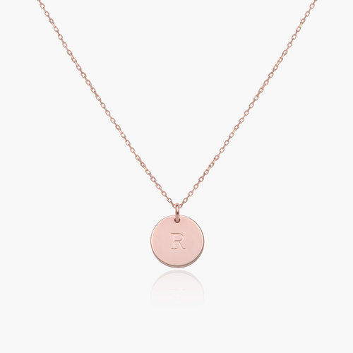 Willow Disc Initial Necklace – 14k Solid Rose Gold product photo