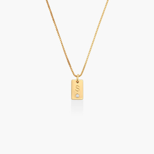Willow Tag Initial Necklace With Diamond - Gold Plating product photo