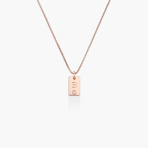 Willow Tag Initial Necklace With Diamond - Rose Gold Plating product photo