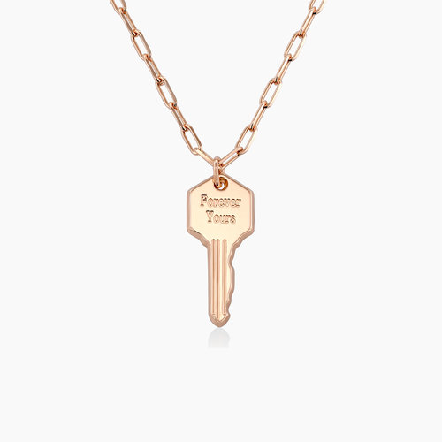 Key Link Chain Necklace- Rose Gold Plating product photo