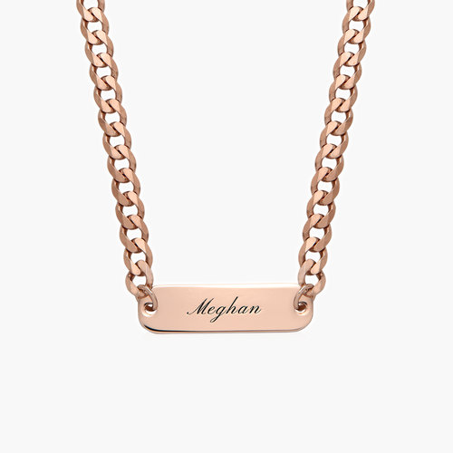 Jade Thick Chain Name Plate Necklace - Rose Gold Plated product photo