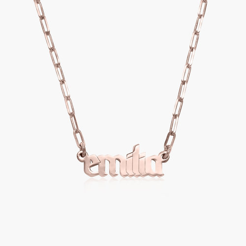 Alanis Paperclip Chain Name Necklace - Rose Gold Plated product photo