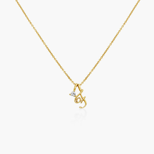 Nina Mini Initial Music Note Necklace with Diamond - Gold Plated product photo