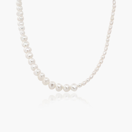 Collier Intemporel Moitié Classique, Moitié Petites Perles - Plaqué Or 18cts photo du produit