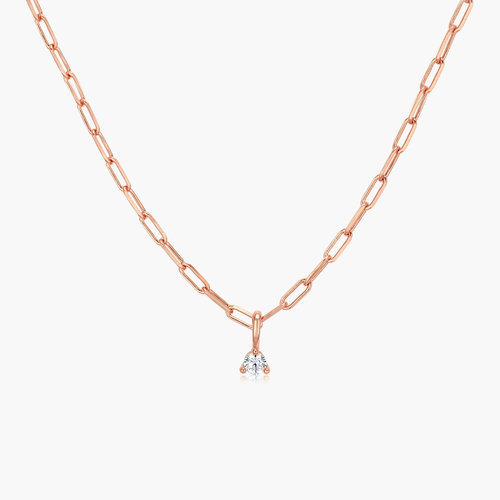 Petite Paperclip Necklace With Diamond - Rose Gold Plated product photo