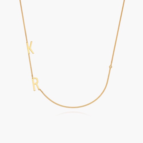 Side Initial Necklace Diamond - Gold Vermeil product photo