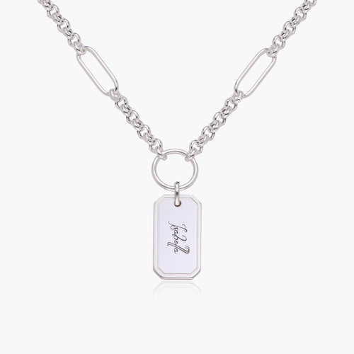 Lucy Chain Necklace with Engravable Tag - Silver product photo