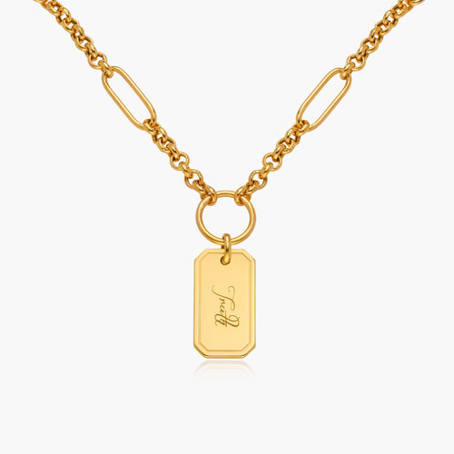 Lucy Chain Necklace with Engravable Tag - Gold Vermeil product photo