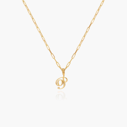 Nina mini Initial with Petit Link chain Necklace- Gold Vermeil product photo