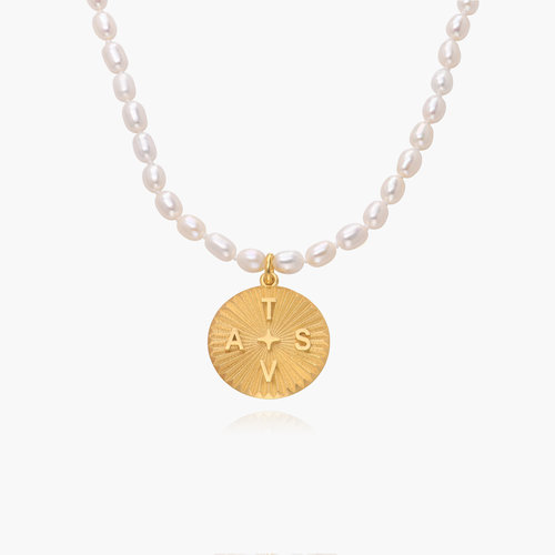Tyara Medallion Necklace With Pearls- Gold Vermeil product photo
