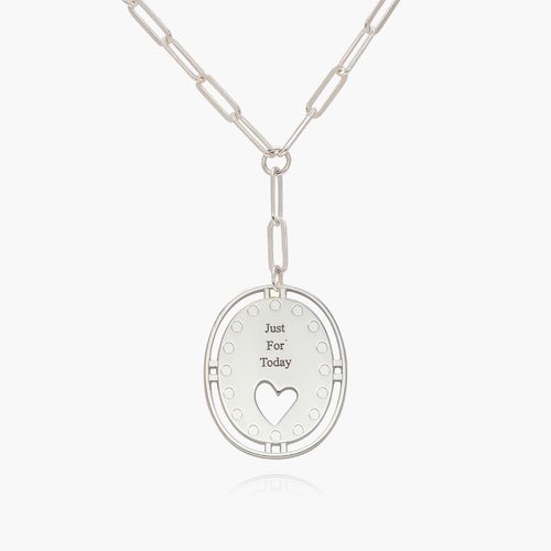 Halo Engraved Heart Pendant Necklace - Silver product photo