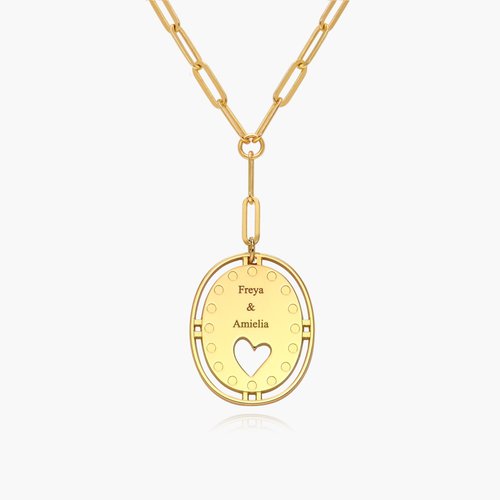 Halo Engraved Heart Pendant Necklace - Gold Vermeil product photo