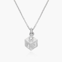3D Cube Initials Necklace With Diamond - Silver product photo