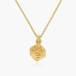 3D Cube Initials Necklace - Gold Vermeil product photo