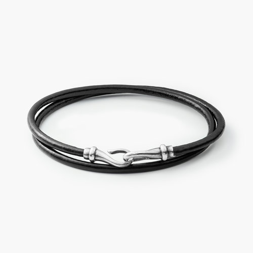 Elliot Black Leather Bracelet for Men product photo