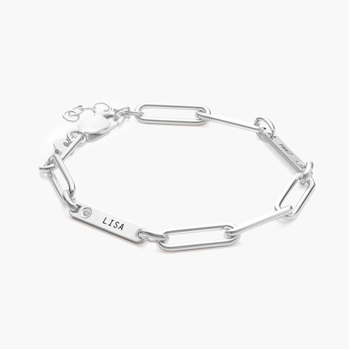 Bracelet Prénom Chaîne Trombone Ivy Avec Diamants - Argent photo du produit