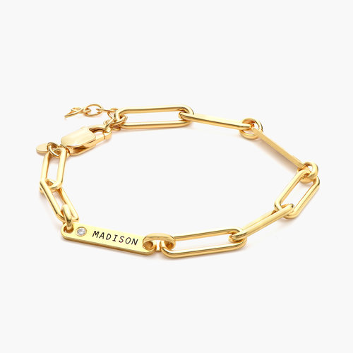 Ivy Name Paperclip Chain Bracelet with Diamond - Gold Plating product photo