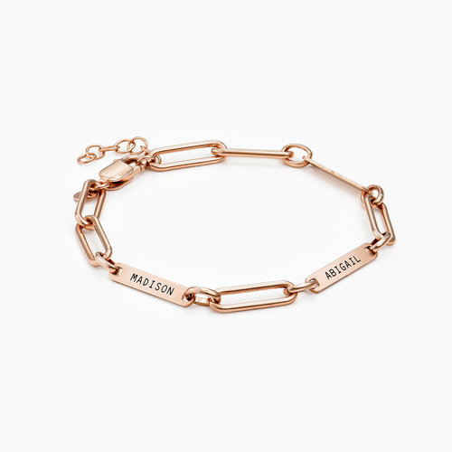 Ivy Name Paperclip Chain Bracelet - Rose Gold Vermeil product photo