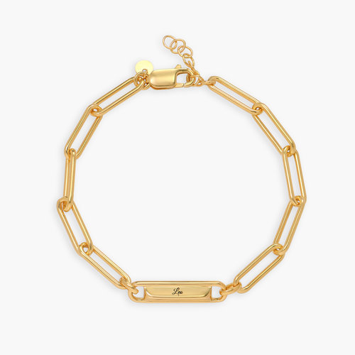 Ciara Custom Bar Paperclip Bracelet - Gold Vermeil product photo