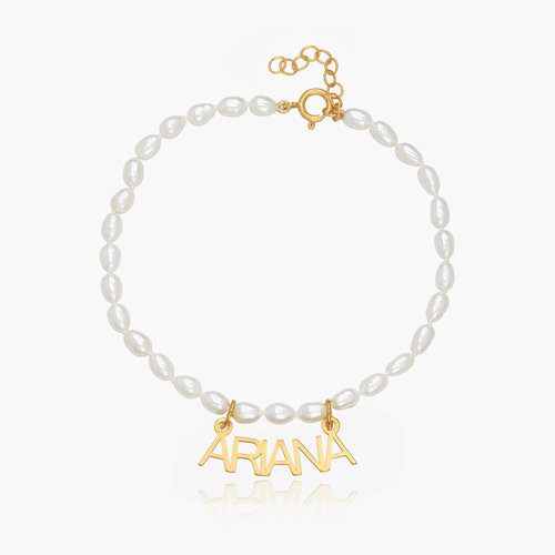 Lola Pearl Name Anklet - Gold Vermeil product photo