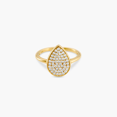Stardust Teardrop Ring with Cubic Zirconia - Gold Plated product photo