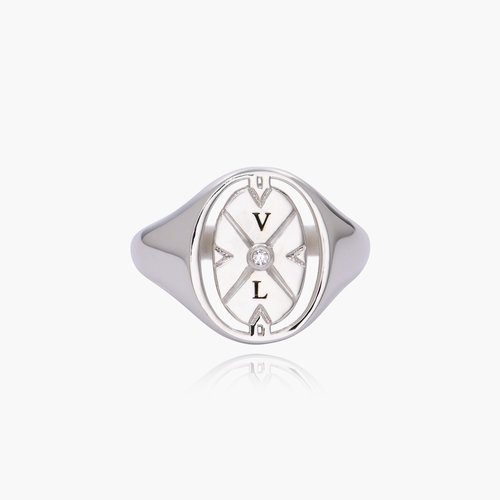 The Compass Ring With Diamonds- Silver product photo