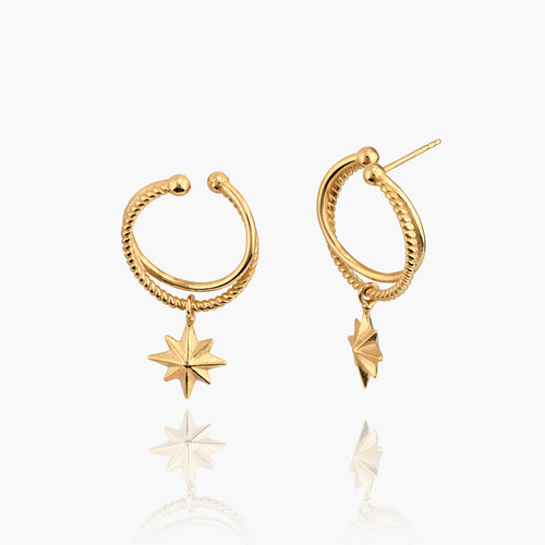 North Star Hoop Earrings - Gold Plated product photo