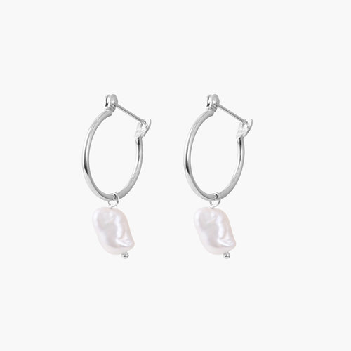 Pearls Just Wanna Have Fun Hoop Earrings - Sterling Silver product photo